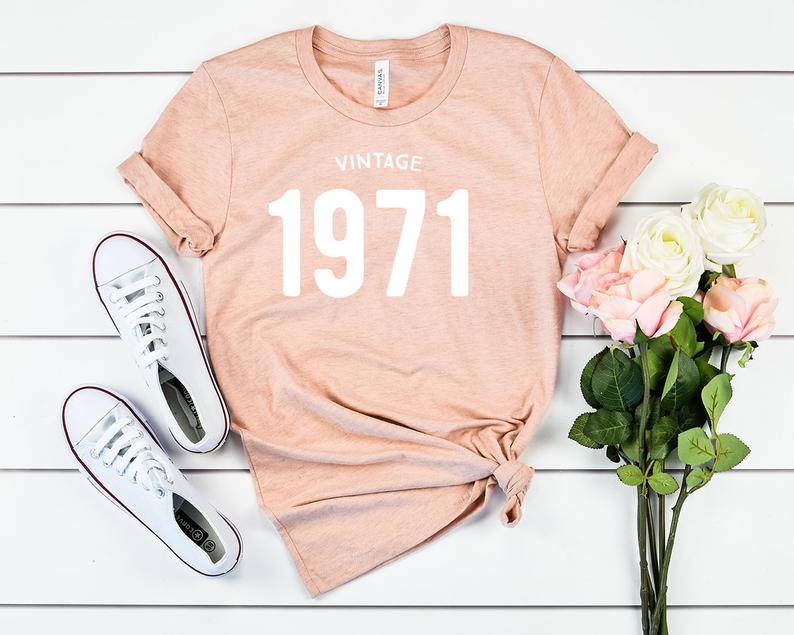 Vintage 1971 Birthday T-Shirt | 52nd Birthday Party T-Shirt Cotton - Vintage tees for Women