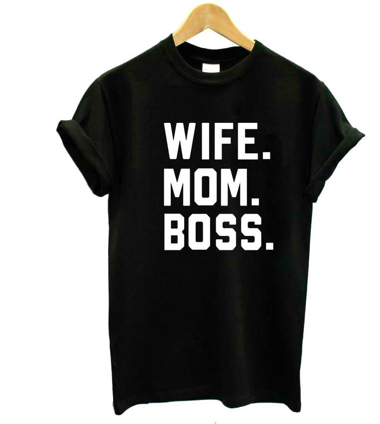 WIFE MOM BOSS Women Tshirt Cotton Casual - Vintage tees for Women