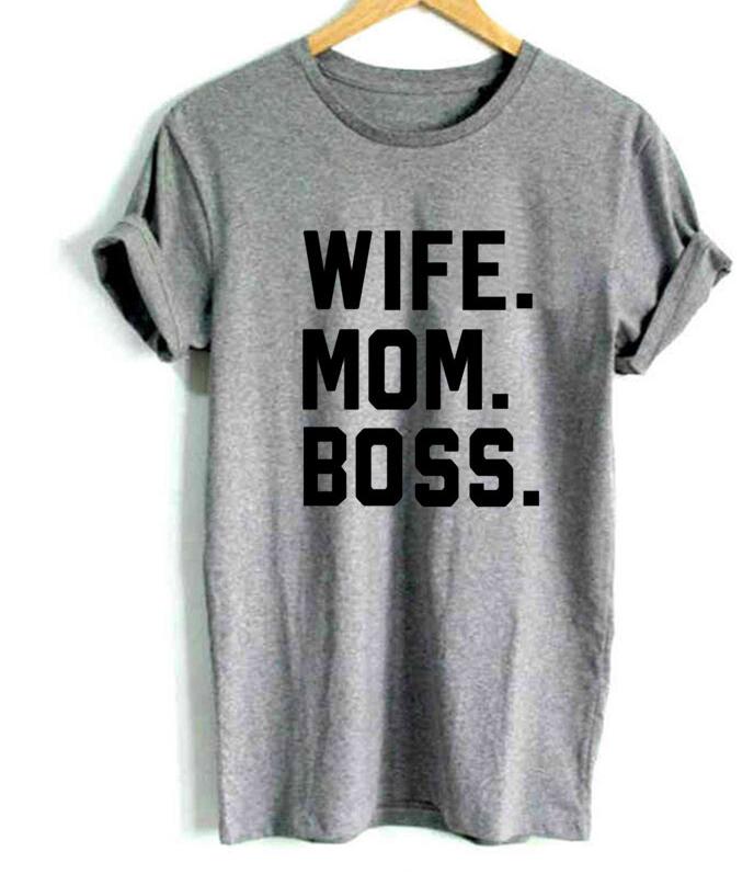 WIFE MOM BOSS Women Tshirt Cotton Casual - Vintage tees for Women