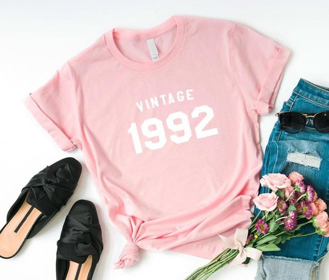 Vintage 1992 birthday Women t-shirt Cotton Casual | Funny t-shirt For Lady - Vintage tees for Women